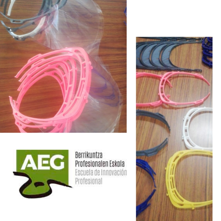 AEG, Escuela de Innovación Profesional. Pantallas protectoras 3D para uso sanitario frente al COVID19. Donostia-San Sebastián. Formación Profesional. FP.  Administración y Finanzas, Marketing y Publicidad, Comercio, Informática, Telecomunicaciones, Cibereseguridad,Textil, Confección y Piel.