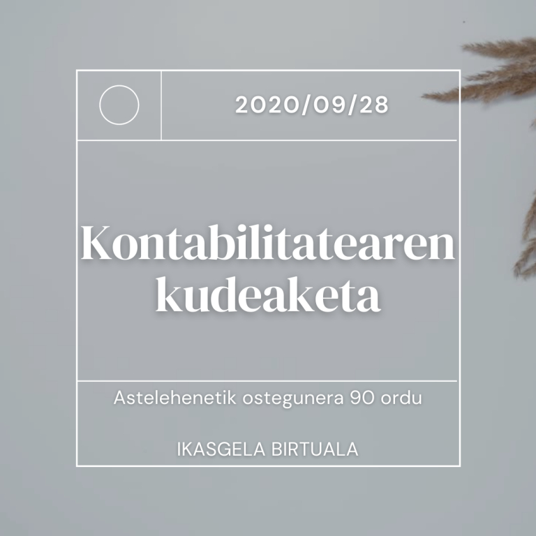 Kontabilitate kurstoa AEG Berrikuntza Profesionalen Eskolan Donostian. 100% Diruz lagunduak Lanbide. 